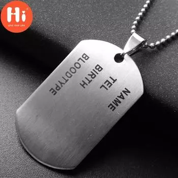 Привет, 1 шт., военная армейская идентификационная бирка, значок с именем, жетоны для собак, кулон, мужская металлическая цепочка из нержавеющей стали, ожерелье, Шарм, мужские ювелирные изделия, подарки 1pcs