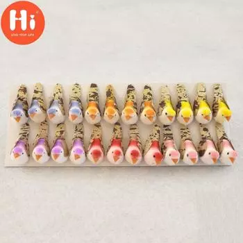 Привет, 24 шт., мини-искусственные птицы, искусственный декор, украшения для дома и сада, многоцветное ремесло, DIYHi белый