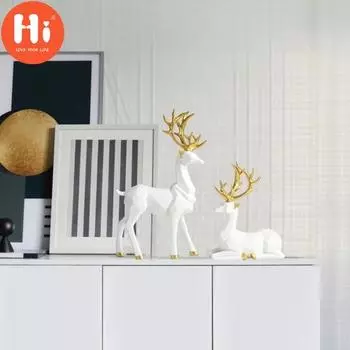 Привет, 2 шт./компл., фигурка оленя, активный элегантный стиль, позы, дизайн оригами, смола, рождественская вечеринка, пара оленей, подарки, скульптура для домашнего украшения, привет серебряный