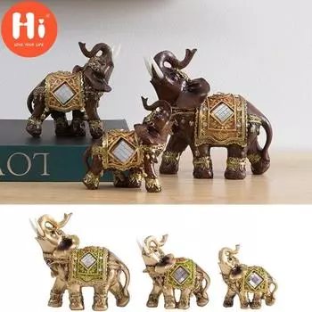 Привет, 2 вида золотых слонов, скульптура, украшения, счастливые фигурки фэн-шуй, украшения дома, подарки (2 цвета 3 размера)Здравствуй S золотой
