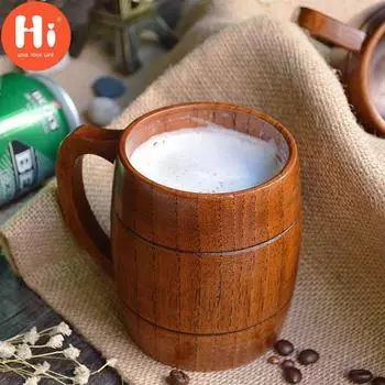 Привет 320 мл классическая деревянная чашка для пива, чая, кофе, чашка для воды, термостойкая посуда для домашнего офиса и вечеринки, чашки для напитков