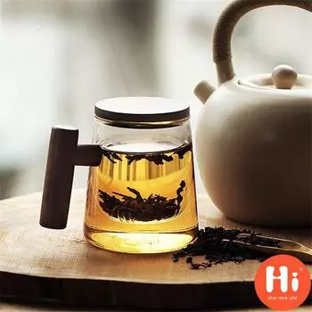 Привет 350 мл термостойкие чайные кружки из боросиликатного стекла прозрачная чашка с фильтром деревянная крышка