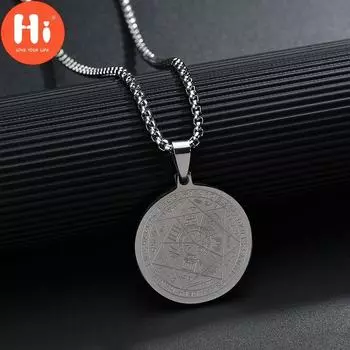 Привет, 3 цвета, подарочные винтажные круглые печати из нержавеющей стали с семью архангелами, подвески, ожерелья серебряный