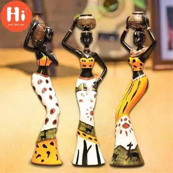 Привет, 3 шт./компл., смоляные африканские поделки для девочек, статуэтки для гостиной, украшения дома, офиса, рабочего стола, африканские женские украшения, Hi