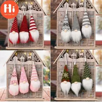 Привет 3 шт. лес Санта-Клаус Рождественская мини-кукла Рождественская елка кулон Рождественское украшение для дома Гном Кукла Рождественские детские новогодние подарки ОрнаментПривет 3pcs красный