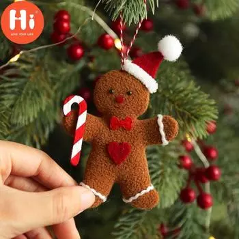Привет, 3 шт./лот, рождественский пряничный человечек, кукла, подвески, рождественская елка, подвесные украшения, рождественские украшения для дома, новогодний детский подарок, привет