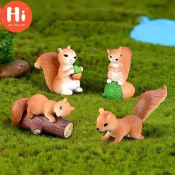 Привет 4 шт. мини-белка фигурка животного DIY миниатюрный сказочный сад бонсай орнамент Привет 4pcs жёлтый