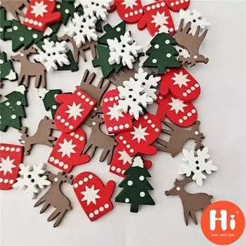 Привет 50 шт./100 шт. смешанные деревянные поделки DIY рождественские украшения детские игрушки для рождественской елки олень рождественские украшения для домашней вечеринки Новый год Привет 2*2cm