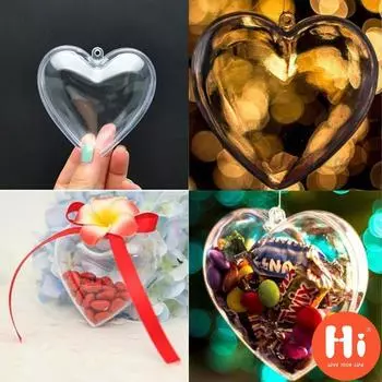 Привет 5 шт. Рождественский шар Многофункциональный прозрачный пластиковый рождественский шар 8 см в форме сердца заполняемый Рождественский шар DIY Ремесла Елочные украшенияПривет