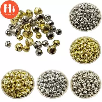 Привет 6-10 мм медные колокольчики маленькие колокольчики DIY ювелирные изделия кулон рождественские украшения ремесленные аксессуары Привет 6mm 40Pcs серебряный