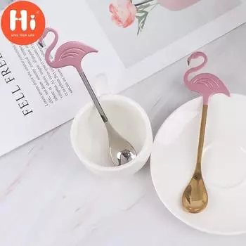 Привет элегантные ложки с фламинго, ложка для супа, десертная ложка, посуда для мороженого, прекрасная посуда золотой