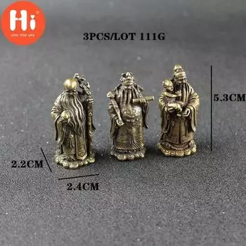 Привет, античная бронза, даосизм, три бога благословения, богатство, долголетие, статуя из чистой меди, статуэтки Будды, украшения, фэн-шуй, домашний декор Three Gods-111g