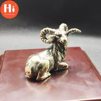 Привет, античная латунная статуя антилопы, маленькая настольная игрушка, украшения, винтажные медные фигурки животных, коз, статуэтки, пресс-папье, домашний декор, привет