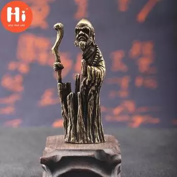 Привет, антикварные бронзовые фигурки предков Дхармы, маленькие украшения, медные миниатюры Будды Бодхидхармы, статуя, украшения для гостиной, стола