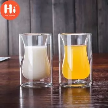 Привет Бокалы для вина, чашка для виски, кофе, сока, воды, чашка для питья, стеклянная кружка с двойным дном, чайная кружка, 120 мл