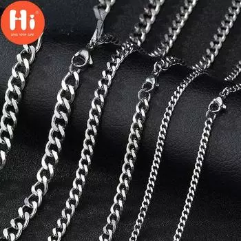 Привет, цепочка из нержавеющей стали для женщин и мужчин, длинное ожерелье в стиле хип-хоп на шее, модные ювелирные аксессуары, подарки друзьям Width 3.0mm&16inch 40cm золотой