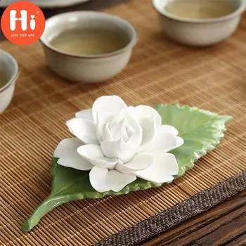 Привет, чайные домашние животные, керамический цветочный орнамент, белый лотос, лилия, держатель для ароматической палочки, курильница, украшение для дома, привет A белый