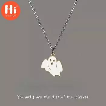 Привет, черный маленький дьявол, забавный кулон на Хэллоуин, ожерелье для пары, милая мягкая цепочка с капюшоном, европейские и американские аксессуары из сплава имп.