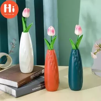 Привет, декоративная ваза для цветов, маленькая элегантная стильная горловина, PE, изысканное мастерство, держатель для растений, вечерние, садовые подарки, декор для домашнего украшения розовый