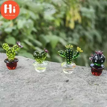 Привет домашний настольный искусственный пластиковый завод в горшке колючий стеклянный кактус настольный орнамент украшения офис CactusHi 2