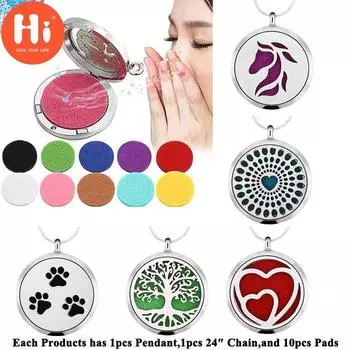 Привет, Древо Жизни, подвеска-медальон, нержавеющая сталь 316L, ожерелье с диффузором эфирного масла для ароматерапии 001