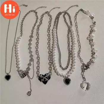 Привет, если я, элегантное серебряное ожерелье с кисточкой в виде сердца, прозрачная подвеска, цепочка, колье, ювелирные аксессуары 1