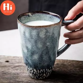 Привет, европейская керамическая кофейная кружка, сменная глазурь, ретро кружка для молока для завтрака, большая емкость, ручная роспись, офисная чашка