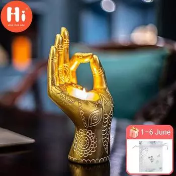 Привет фэн-шуй орнамент домашний офис гостиная фигурки йоги подсвечник украшение для медитации смола коллекционные подарки Будда YogaHi