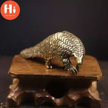 Привет, фигурки панголина из чистой меди, миниатюры, винтажная статуя животного, украшение для дома, Привет