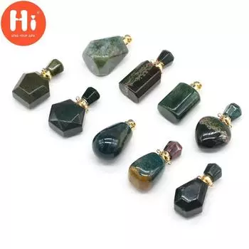 Привет флакон духов ожерелье кулон модный диффузор эфирного масла натуральный камень индийский агат подвески для изготовления ювелирных изделий DIY аксессуары для ожерелья Indian Agate-18x22mm