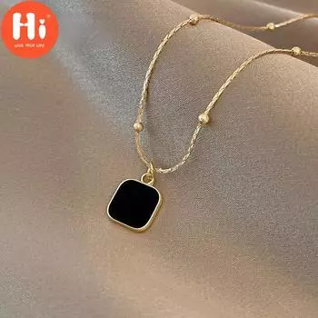 Привет, французская ретро-черная квадратная цепочка на ключицу, цепочка на ключицу с диким темпераментом, аксессуары в стиле хип-хоп золотой
