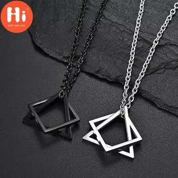 Привет Геометрия Переплетающийся Квадратный Треугольник Мужской Подвеска Для Мужчин Женщин Унисекс Сплав Современный Модный Геометрический Укладка Уличная Ожерелье 1