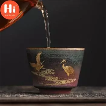 Привет, грубая керамика ручной работы, сменная мастерская чайная чашка, керамическая ручная роспись, чайные чашки с краном, чайный сервиз, посуда для напитков A