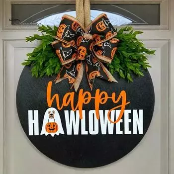 Привет Хэллоуин Тыква Дверной Знак Жуткий Передняя Дверь Настенный Добро пожаловать Табличка Круглая Деревянная Вешалка Дверная Табличка Украшение Фестиваль Подарок B