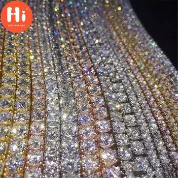 Привет хип-хоп блеск ледяной камень серебро желтое золото цвет теннисная цепочка мужские ожерелья 18 inches золотой