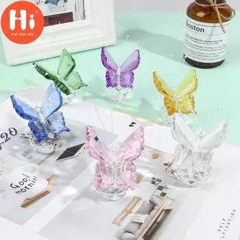 Привет, хрустальные украшения в виде бабочек, ремесла, стеклянное пресс-папье, украшение для дома, свадьбы, Привет розовый