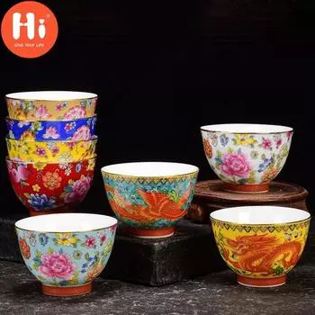 Привет Керамическая чашка для чая Бутиковая чаша для чая Фарфоровый чайный сервиз ручной работы Чашка Посуда для напитков 100 мл A