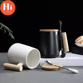 Привет керамическая кофейная кружка большой емкости с деревянной ручкой офисная чашка для воды, чая, кружка для молока, посуда для напитков
