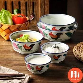Привет керамическая миска для лапши ресторан отель кухонная посуда большой красный петух узор миска для рисового супа подарок A