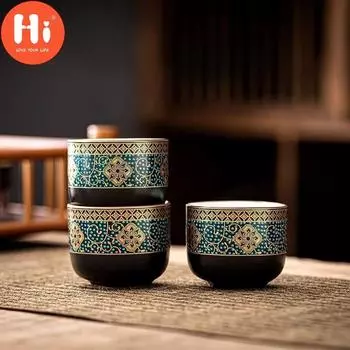 Привет керамическая винтажная чайная чашка чашка пуэр офисная посуда для напитков чашка для воды чайная церемония фарфоровая маленькая чайная чаша