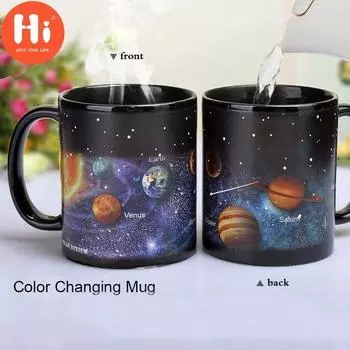 Привет керамические чашки, меняющие цвет, кружка с молоком, кофе, подарки, студенческая чашка для завтрака, кружки со звездой и солнечной системой