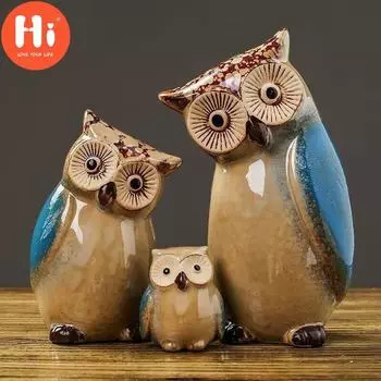 Привет, керамические изделия ручной работы, современная статуя совы, украшения для гостиной, животных, офисный стол, поделки с совой, домашний декор, привет A