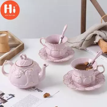 Привет Кофейная чашка Цветочный набор чайных чашек Бытовая маленькая роскошная чашка в европейском стиле в британском американском стиле Простая чашка для питья в скандинавском стиле Высококачественная