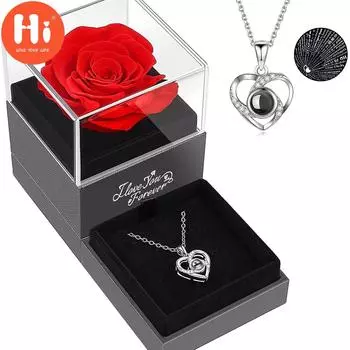 Привет, красная, настоящая роза с ожерельем «Я люблю тебя», подарки в виде розы, мама, жена, подруга, ее на годовщину, День святого Валентина, День матери, рождественские подарки на день рождения красный