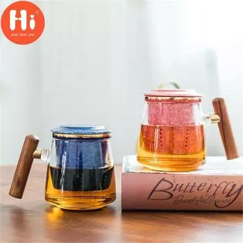 Привет, креативная термостойкая стеклянная чашка с керамическим фильтром и крышкой, офисное ситечко для чая, пара, простая кружка для воды, посуда для напитков красный