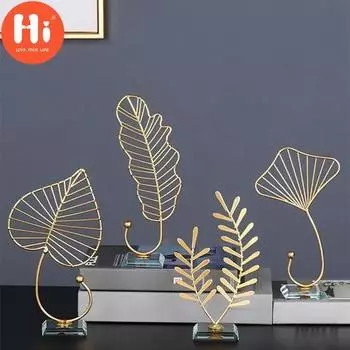 Привет Лист Скульптура Блестящая Прочная 4 стиля Современная Художественная Статуя Гинкго для Офиса Привет B