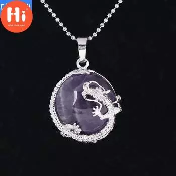 Привет любители животных кулон зодиака ожерелье натуральный кристалл камень китайский дракон короткое ожерелье смешанные цвета amethyst