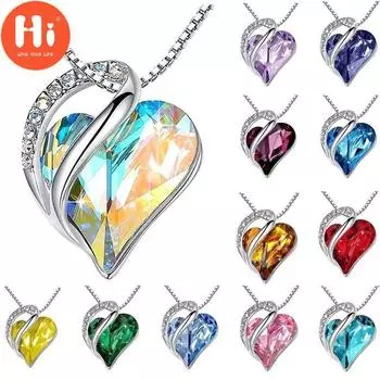 Привет любовь сердце кулон ожерелье с января по декабрь серебряные украшения для женщин колье ожерелье свадебный подарок на годовщину свадьбы красный