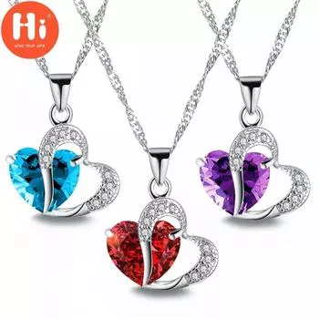 Привет, любовь, сердце, романтическая любовь, свадебное ожерелье, женское, хрустальное ожерелье с подвеской красный