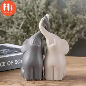 Привет, любовь, слон, Серый слон, украшения, керамические аксессуары для дома, украшения, статуэтки, украшение дома, подарки, украшения, милая пара, предметы, поделки small